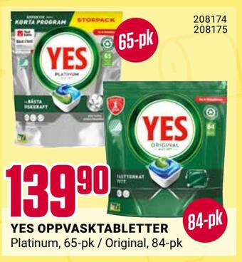 Europris Yes oppvasktabletter tilbud