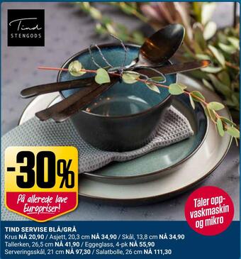 Europris Tind servise blå/grå tilbud