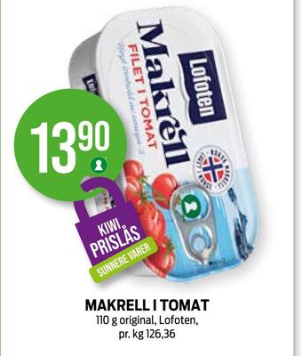 Kiwi Makrell i tomat tilbud