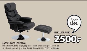 JYSK Hasselager lenestol tilbud