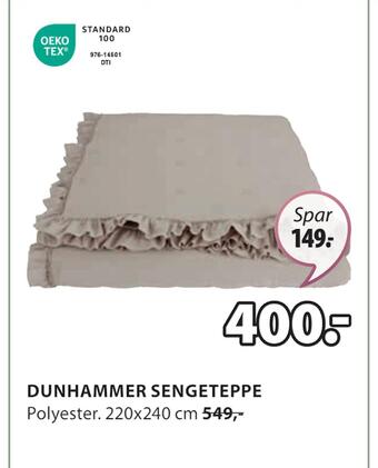 JYSK Dunhammer sengeteppe tilbud