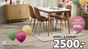 JYSK Bord + 4 stoler tilbud