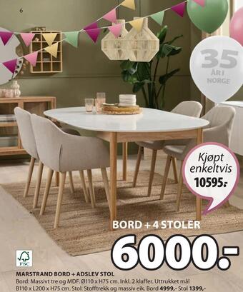 JYSK Bord + 4 stoler tilbud