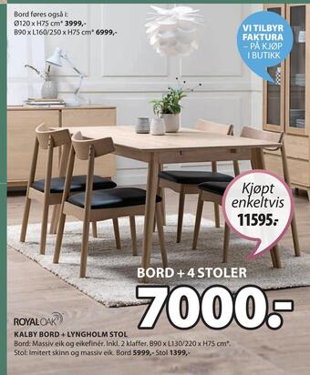 JYSK Kalby bord + lyngholm stol tilbud