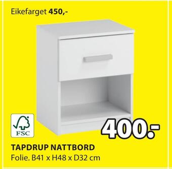 JYSK Tapdrup nattbord tilbud