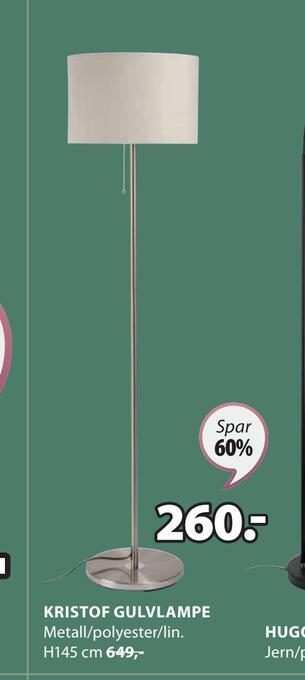 JYSK Kristof gulvlampe tilbud