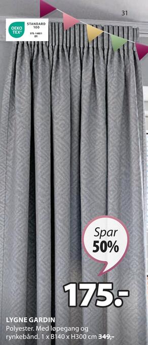 JYSK Lygne gardin tilbud