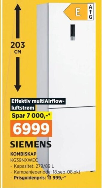 POWER SIEMENS KOMBISKAP KG39NXWEC tilbud