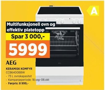 POWER AEG KERAMISK KOMFYR CCB6400BBW tilbud