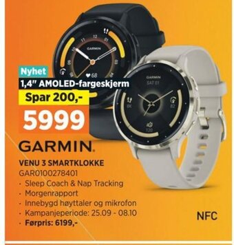 POWER GARMIN VENU 3 SMARTKLOKKE tilbud