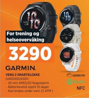 POWER GARMIN VENU 2 SMARTKLOKKE tilbud