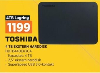 POWER TOSHIBA 4 TB EKSTERN HARDDISK tilbud