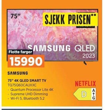 POWER SAMSUNG 75" 4K QLED SMART TV TQ75Q60CAUXXC tilbud
