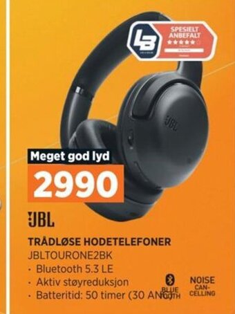 POWER TRÅDLØSE HODETELEFONER JBLTOURONE2BK tilbud