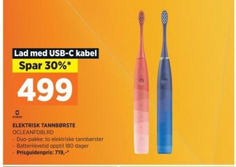 POWER ELEKTRISK TANNBØRSTE OCLEANFDBLRD tilbud