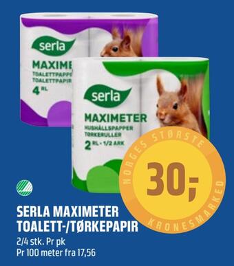 Coop Obs Serla maximeter toalett-/tørkepapir tilbud