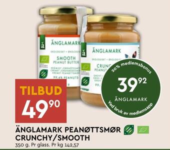 Coop Mega Änglamark peanøttsmør crunchy/smooth tilbud