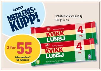 Coop Mega Freia kvikk lunsj tilbud
