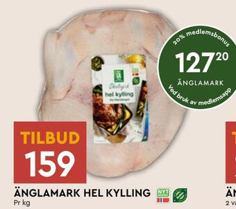 Coop Mega Änglamark hel kylling tilbud