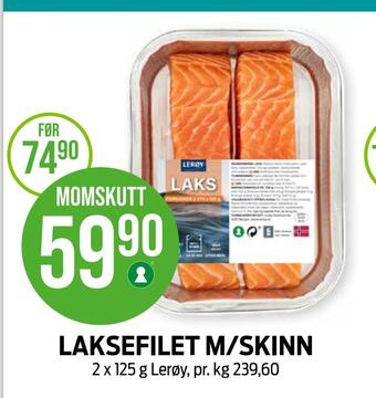Kiwi Laksefilet m/skinn tilbud
