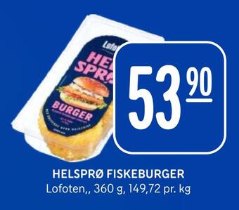 Rema 1000 Helsprø fiskeburger tilbud