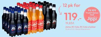 Gigaboks Asina, rc cola, rc cola u/sukker tilbud