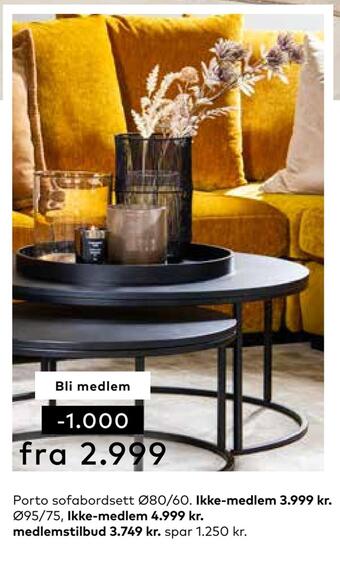 Skeidar Porto sofabordsett tilbud