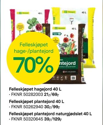 Felleskjøpet Felleskjøpet plantejord 40 l tilbud