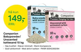 Felleskjøpet Companion babypowder/ unscented kattesand 10 kg tilbud