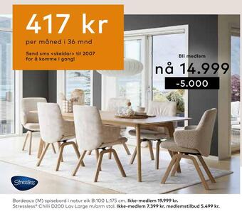 Skeidar Bordeaux (m) spisebord i natur eik b:100 l:175 cm tilbud