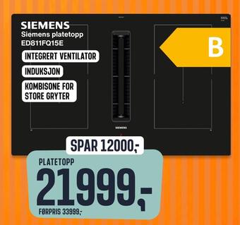 Skousen Siemens platetopp ed811fq15e tilbud