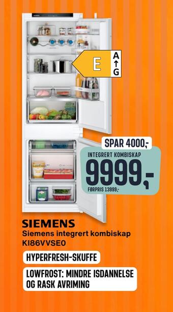 Skousen Siemens integrert kombiskap ki86vvse0 tilbud