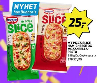 Bunnpris My pizza slice ham-cheese og mozzarella pesto tilbud