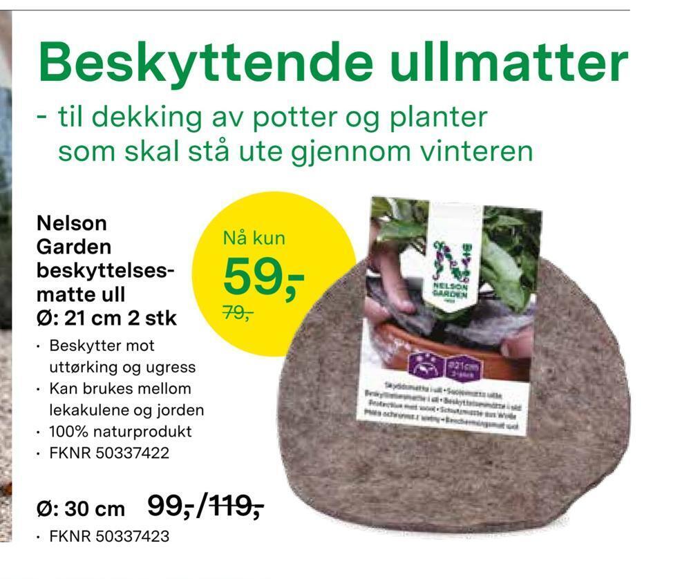 Felleskjøpet Nelson garden beskyttelsesmatte ull ø: 21 cm 2 stk tilbud