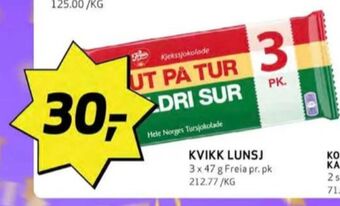 Bunnpris Kvikk lunsj sjokoladebar tilbud