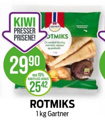 Kiwi Gartner rotgrønnsaker tilbud