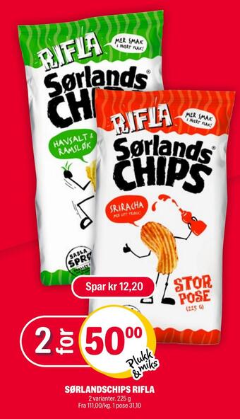 Coop Extra Sørlandschips rifla tilbud