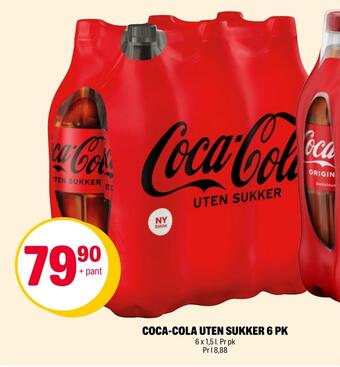 Coop Extra Coca-cola uten sukker 6 pk tilbud