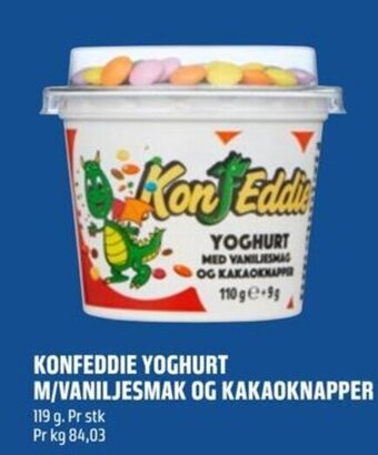 Coop Obs KONFEDDIE YOGHURT M/VANILJESMAK OG KAKAOKNAPPER tilbud