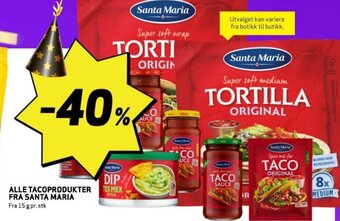 Bunnpris ALLE TACOPRODUKTER FRA SANTA MARIA tilbud
