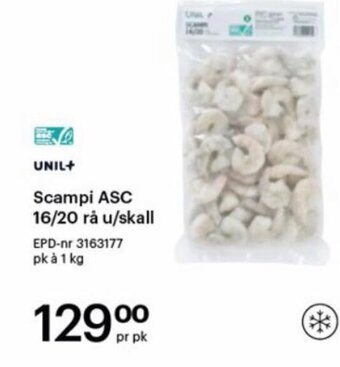 Storcash Scampi ASC 16/20 rå u/skall tilbud