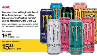 Storcash Monster Ultra White/LH44 Zero/ Ultra Rosa/Mango Loco/Ultra Fiesta/Energy/Pipeline Punch/ Juiced Monarch/Ultra Gold 0,5 L tilbud