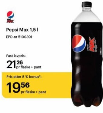 Storcash Pepsi Max 1,5L tilbud