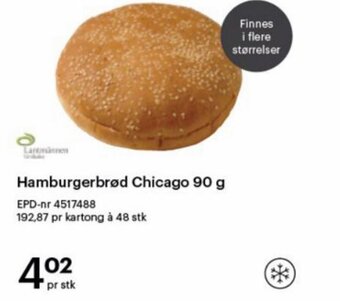 Storcash Hamburgerbrød Chicago 90 g tilbud