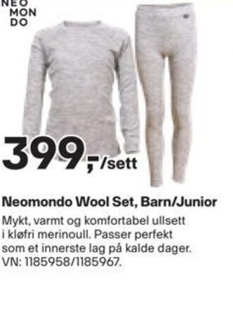 XXL Sport Neomondo Wool Set, Barn/Junior tilbud