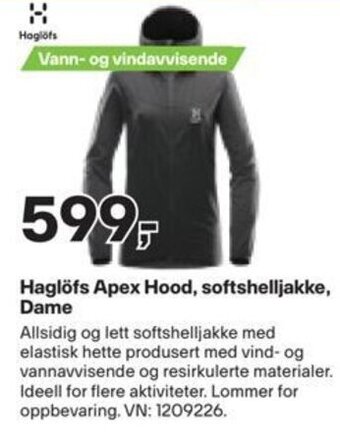 XXL Sport Haglöfs Apex Hood, softshelljakke, Dame tilbud