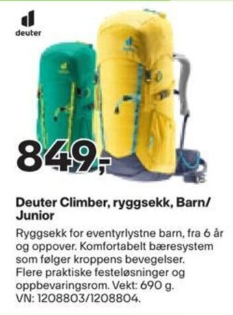 XXL Sport Deuter Climber, ryggsekk, Barn/ Junior tilbud