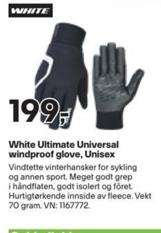 XXL Sport White Ultimate Universal windproof glove, Unisex tilbud