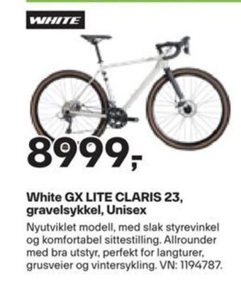 XXL Sport White GX LITE CLARIS 23, gravelsykkel, Unisex tilbud