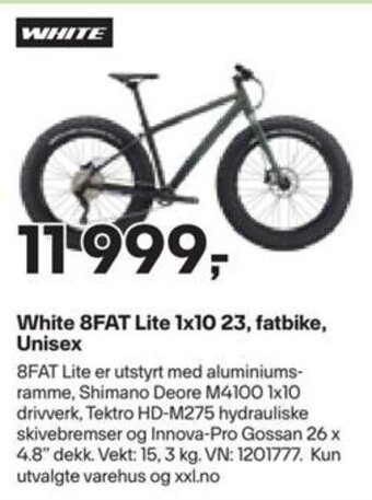 XXL Sport White 8FAT Lite 1x10 23, fatbike, Unisex tilbud